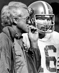 49ers Coach Bill Walsh and QB Joe Montana